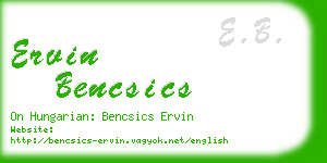 ervin bencsics business card